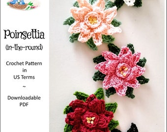 Poinsettia (in-the-round) | Crochet Pattern (Instant Download)