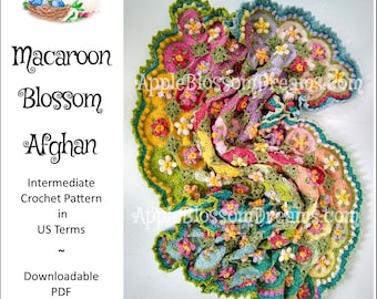 Macaroon Blossom Afghan | Crochet Pattern (Instant Download)