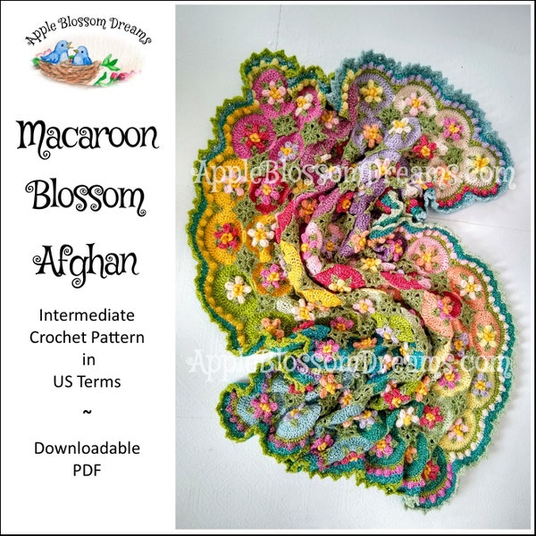 Macaron Blossom Afghan | Patron au crochet (téléchargement instantané)