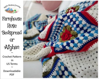 Farmhouse Rose Bedspread or Afghan | Crochet Pattern (Instant Download)