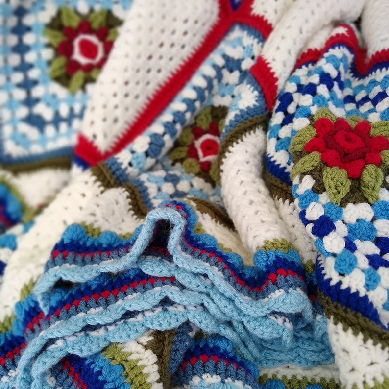 Farmhouse Rose Bedspread or Afghan Crochet Pattern Instant Download image 2
