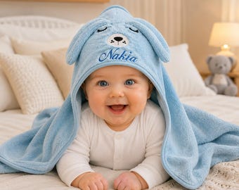 Personalisiertes Baby Kapuzenhandtuch, Benutzerdefinierter Name Tier Badetuch, weiches Kleinkind Geschenk