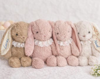Conejo de peluche personalizado, nombre bordado personalizado, recuerdo para bebé