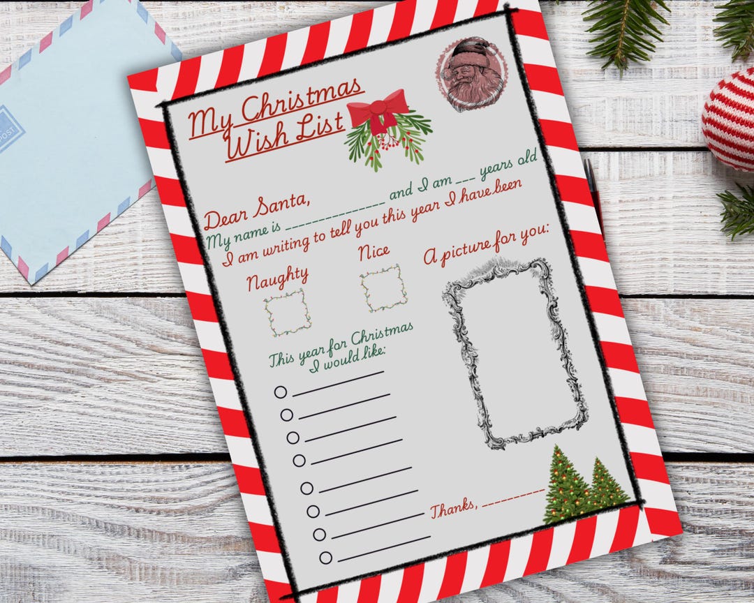 Christmas Wish List Printable for Kids – Santa Letter Template ...