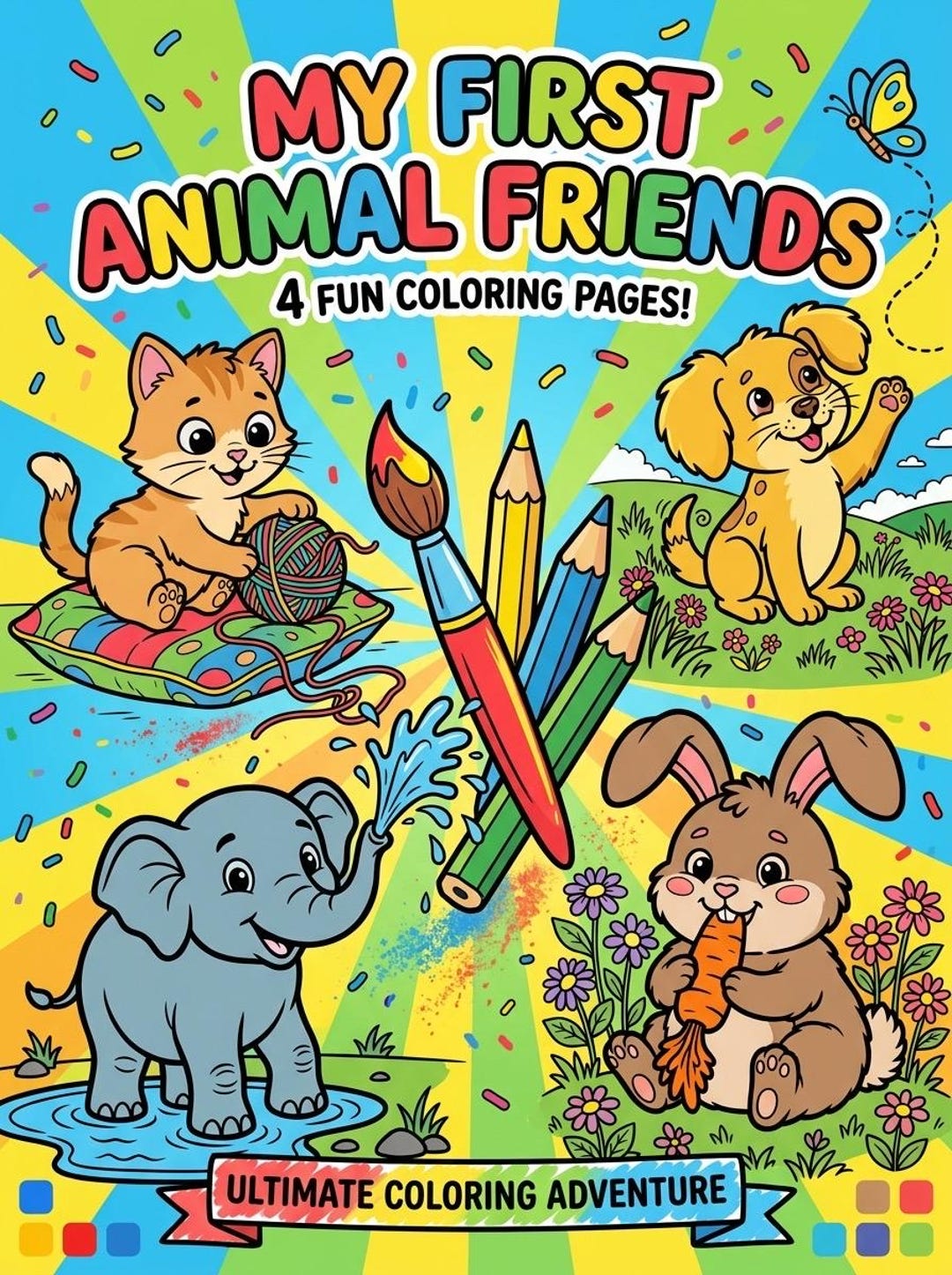 Printable Cute Baby Animal Coloring Pages for Kids | 4 Adorable Easy ...