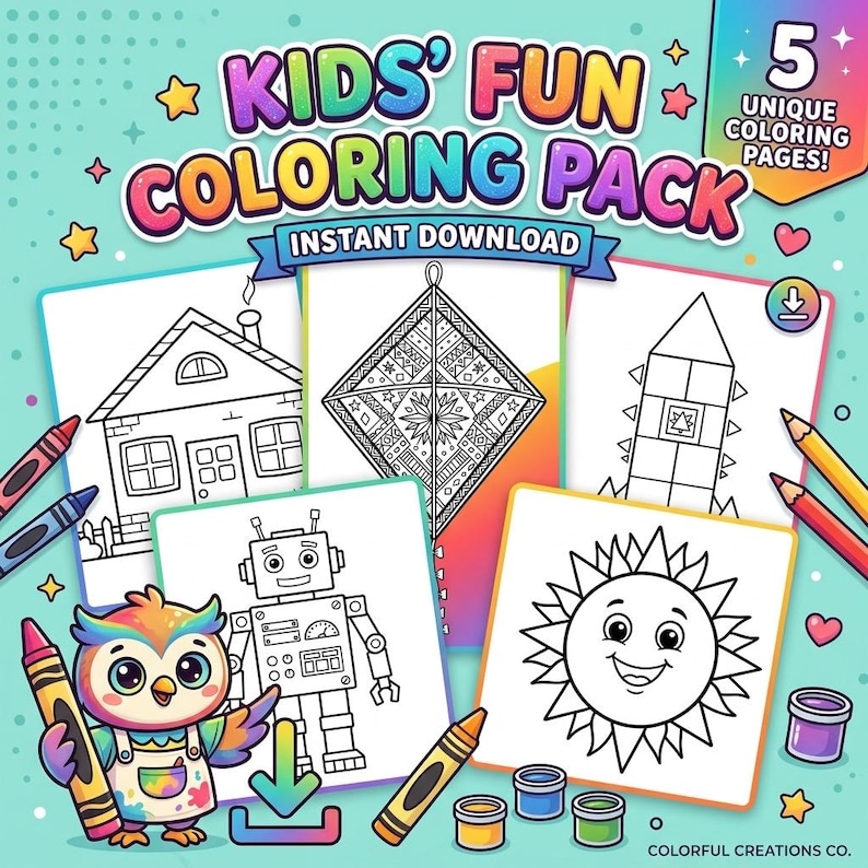 Shapes Coloring Pages Bundle, Printable Educational Worksheet for Kids ...