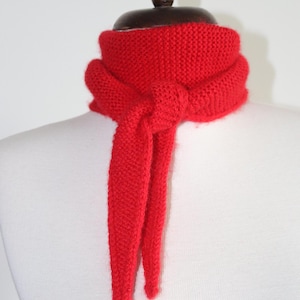 Red knit Sophie Scarf,Hand knit Sophie Scarf, Small Scarf,kerchief, neckwarmer, Neckerchief Scarf Skinny Knit Neck Scarf,  handmade gift
