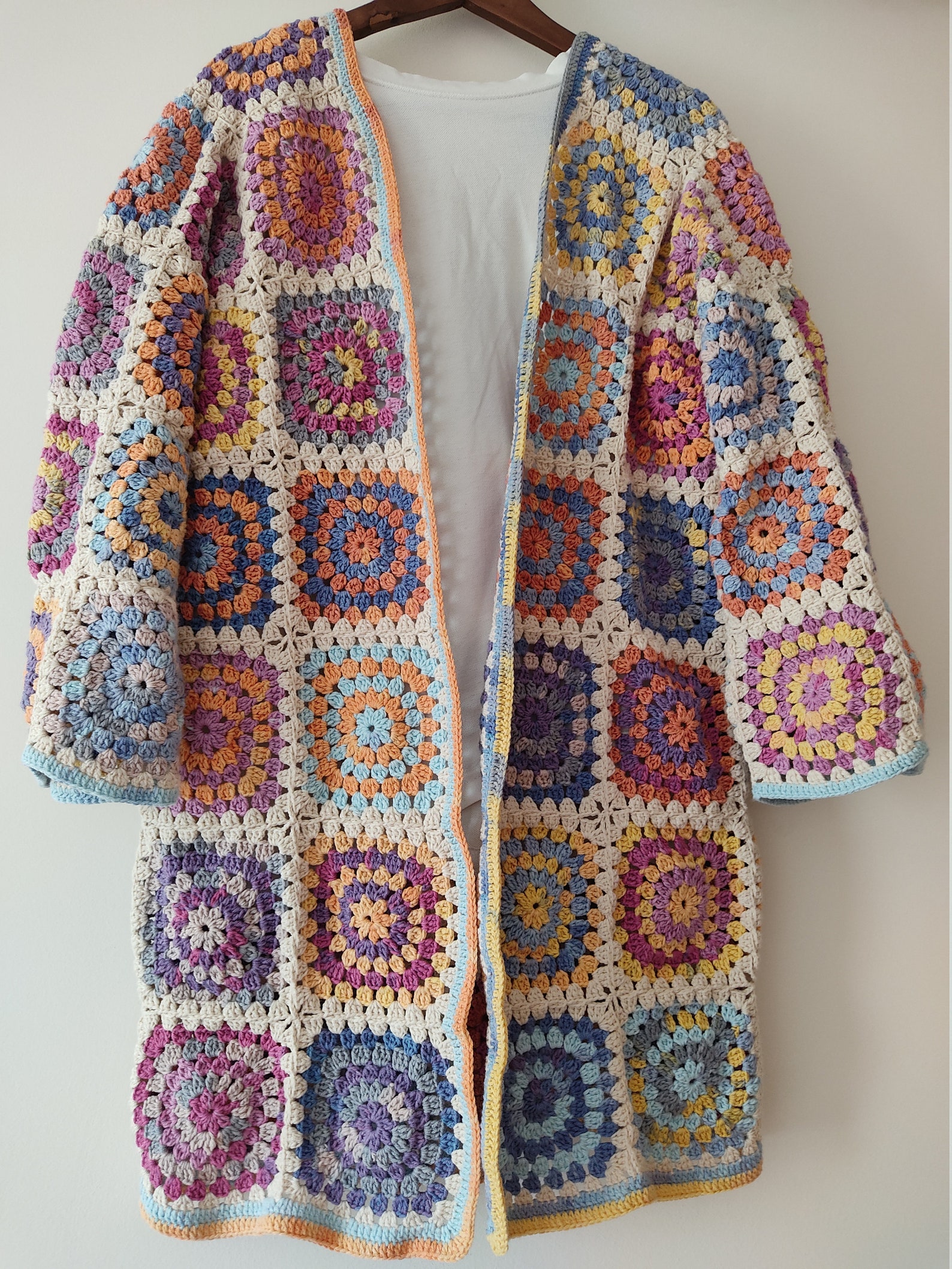 Granny Square Crochet Cardiganbohemianafghan Sweater - Etsy