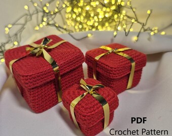 Crochet Nesting Gift Boxes Pattern | Small Medium Large Box PDF Tutorial | DIY Jewelry Box