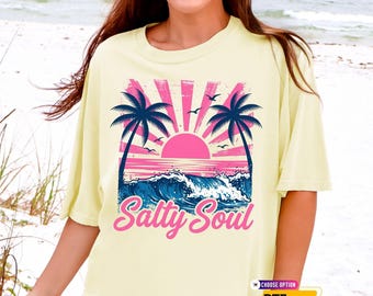Summer Salty Soul Dtf Transfer and Shirt: Trendy Summer,  Beach Ocean Vibes Iron on