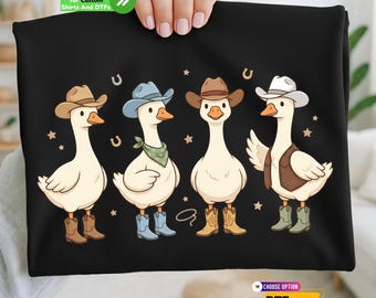 Western Goose Dtf Transfer and Shirt: Goose Cowboy Hat, Western Geese Shirt, Wild West Iron on