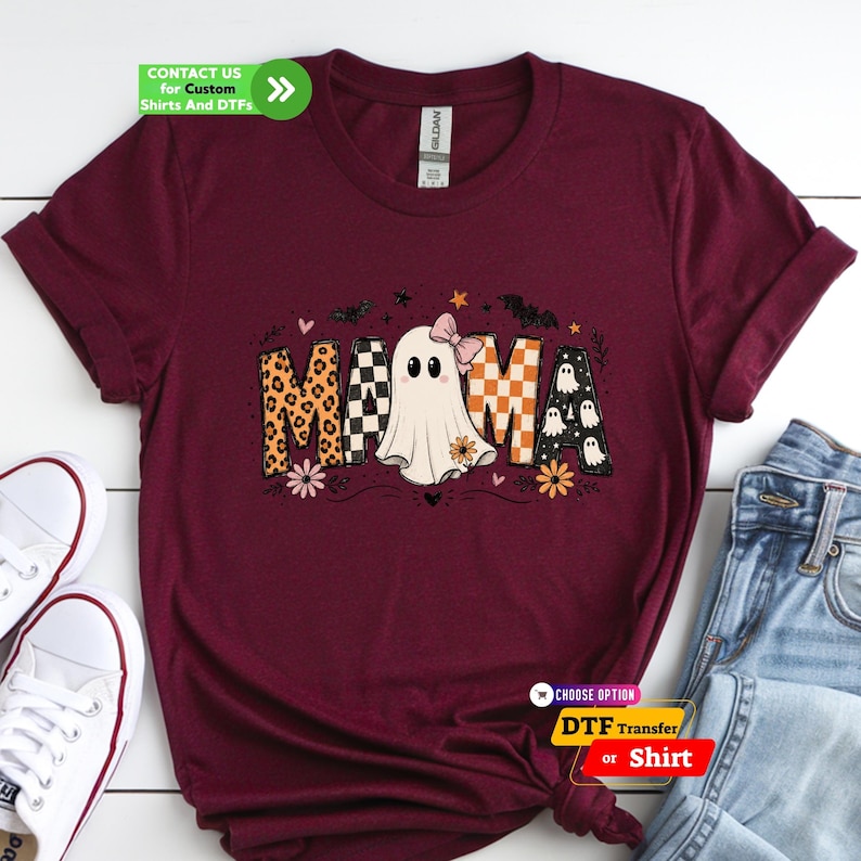 Retro Halloween Mama DTF Transfer: Ghost Mama Shirt, Trendy Spooky Mama Iron on image 9