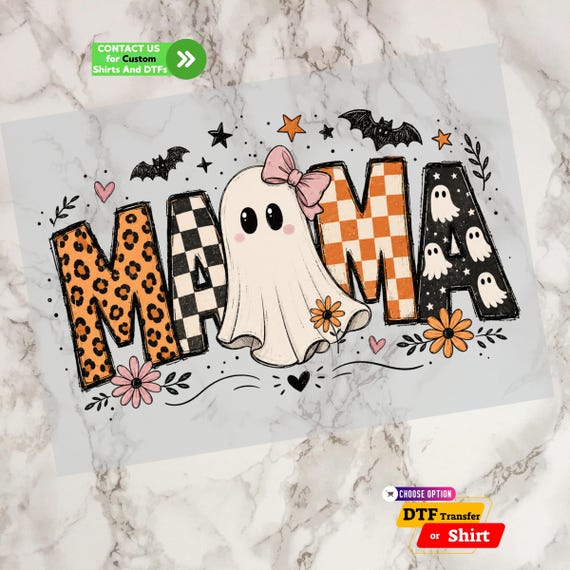 Retro Halloween Mama DTF Transfer: Ghost Mama Shirt, Trendy Spooky Mama Iron on