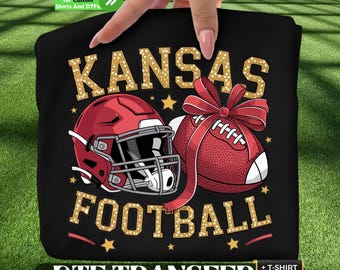 Kansas Football Bow DTF Transfer and Shirt: Ready to Press,  Retro Gameday Tee, Football Mom