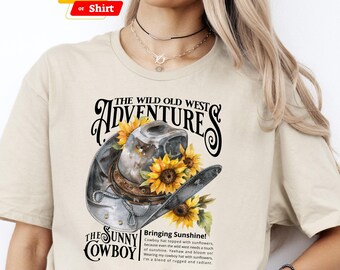 Western Cowboy Sunflower DTF Transfer, Cowgirl Wild West Adventure Shirt, Iron on Print