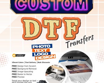 Custom DTF Transfer Iron On, Personalized Heat Transfer for Shirt, DTF Sheet Design Logo Photo Text, Heat Press Dtf Prints, Ready to Press