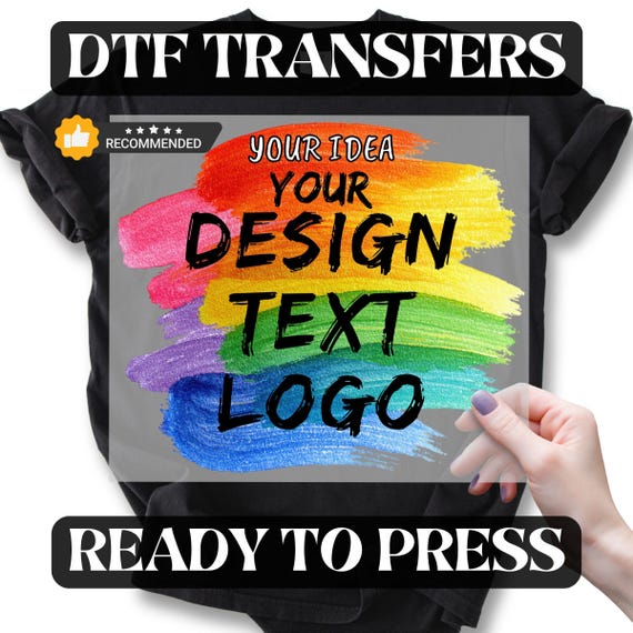Custom DTF Transfer Iron On, Personalized Heat Transfer for Shirt, DTF Sheet Design Logo Photo Text, Heat Press Dtf Prints, Ready to Press