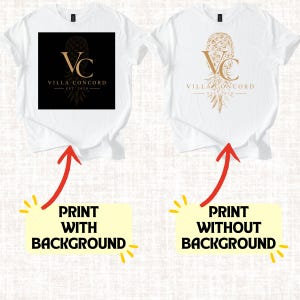 May include: Two white t-shirts featuring a gold pineapple graphic and the text Villa Concord Est. 2020. One shirt displays the logo on a black square background, while the other shows the logo directly on the fabric without a background box.