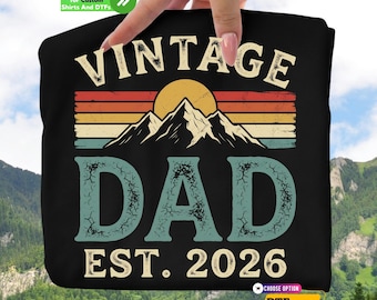 Camiseta y diseño vintage para papá, edición 2026, con transferencia digital: Camiseta para el Día del Padre, regalo retro para papá amante de la montaña, regalo para papá primerizo.