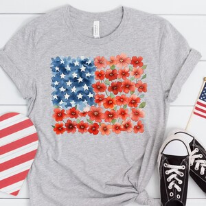 Floral American Flag DTF Transfer, USA 250 Anniversary Shirt Dtf Print, Patriotic 1776 4th of July Heat Transfer, Independence Day Iron on image 3