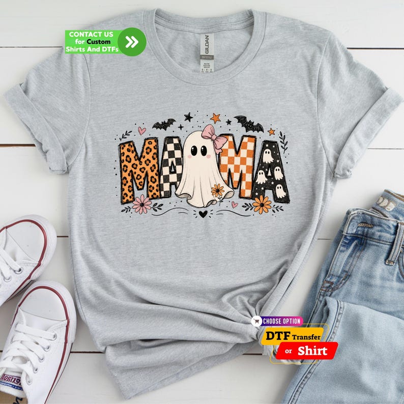 Retro Halloween Mama DTF Transfer: Ghost Mama Shirt, Trendy Spooky Mama Iron on image 7
