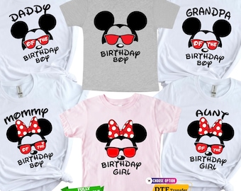 Minnie Birthday Girl DTF Transfer, Mickey Birthday Boy Shirt, Family Matching Bday Party Iron on
