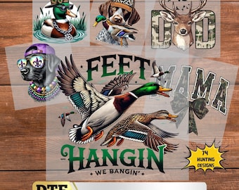 Funny Hunting DTF Transfer Sheet, Fathers Day Iron On Heat Transfer, Camouflage Bow, Duck, Deer Shirt , Hunting Dad Adventure Shirt, Hat DTF