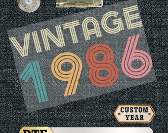 40th Birthday Gift Shirt DTF Transfer, Vintage Custom Year Iron On , 1986 DTF Prints Heat Transfer Dtf Sheet, Personalized Birthday Gift