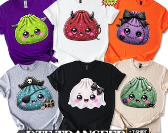 Kawaii Dumpling Squishy DTF Transfer , Kids Halloween Shirt, Faux Glitter Dumpling Tee, Cute Spooky  Season Tee