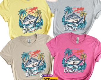 Family Cruise 2026 DTF Transfer , Retro Tropical Vacation Shirt, Matching Cruise Trip