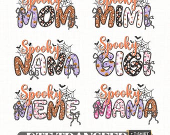 Spooky Family DTF Transfer, Mom Mimi Nana Gigi Mama Meme Halloween Shirt