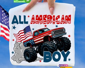 Camiseta y diseño All American Boy DTF: 4 de julio para niños, diseño patriótico infantil, ¡Feliz 4 de julio!