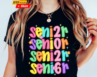 Camiseta de graduación de último año de secundaria de 2026, transferencia DTF, clase de 2026, camiseta de graduación de primaria, secundaria y preparatoria