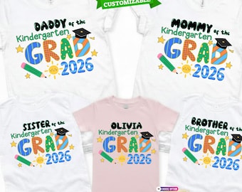 Custom Kindergarten Grad 2026 DTF Transfer, Family Matching Graduation Shirt