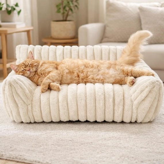 Luxe Plush Cat Couch  – Cozy Anti Slip Pet Sofa Bed also for Small Dogs