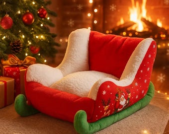 Kerstkat voor katten: zachte, knusse vakantieslee | Wintermeubilair voor huisdieren