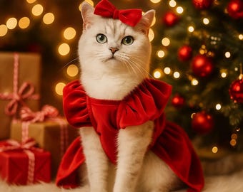 white christmas dresses Meowy Christmas Cat Coat | Cat Lady's Find | Xmas Gift Ideas for Cat Owners main image 0