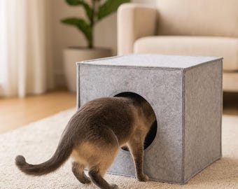 Caseta de fieltro para mascotas: muebles minimalistas para gatos de interior