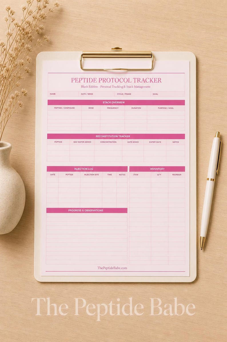 Peptide Injection Log Peptide Protocol Tracker PDF | Blush Edition | Stack Overview ...