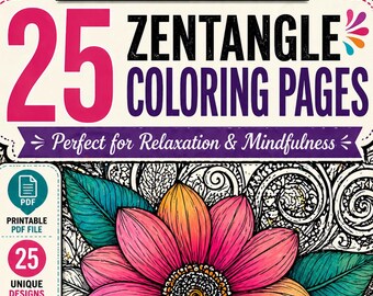 Armonía de tinta: Arte Zentangle para la relajación / Páginas para colorear imprimibles para adultos