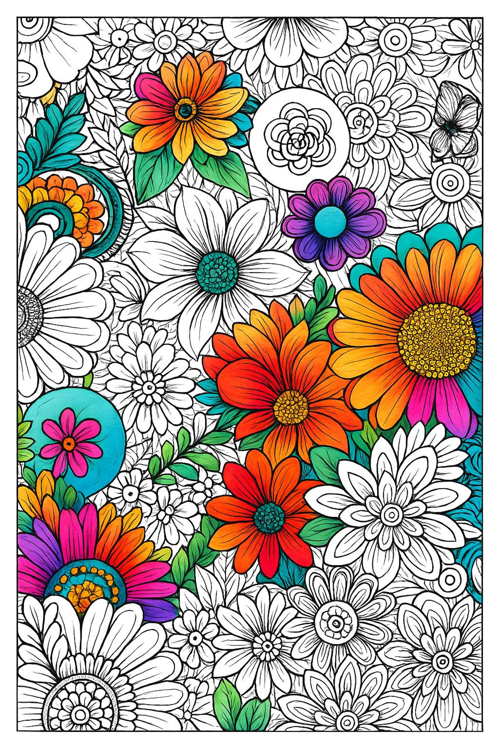 Floral Tangle Coloring Pages | Zentangle Flower Art | Relaxing ...