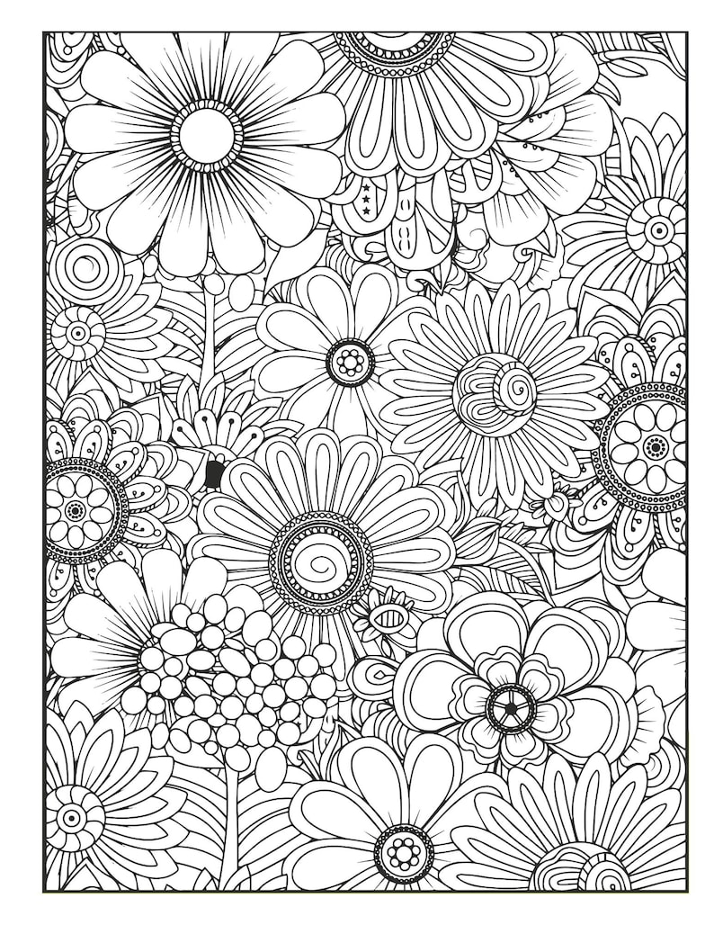 Floral Tangle Coloring Pages | Zentangle Flower Art | Relaxing ...