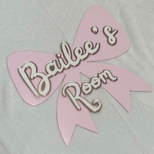 Custom Bow Name Sign | Personalized Acrylic Kids Room Decor