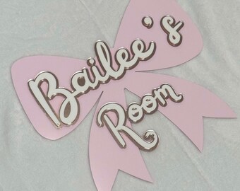 Custom Bow Name Sign | Personalized Acrylic Kids Room Decor