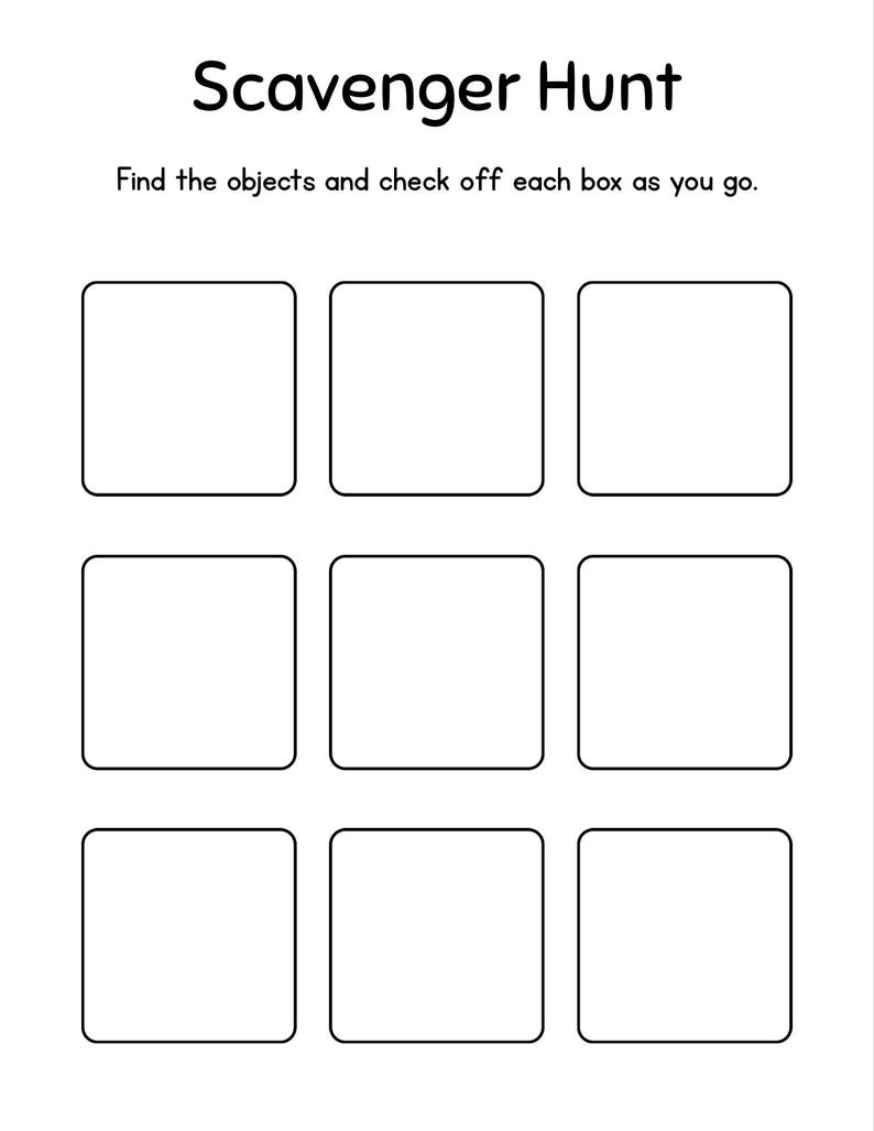 Editable Scavenger Hunt Template Custom Printable Worksheet Indoor