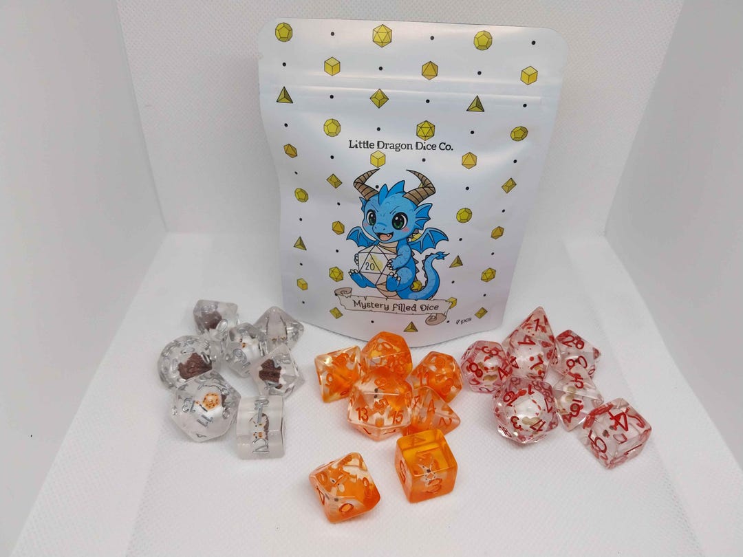 Filled Mystery Dice (inclusion) Set of (7) TTRPG Polyhedral Dice - Etsy
