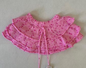 Roze handgebreide babyrok met verstelbare taille: max. 12 m