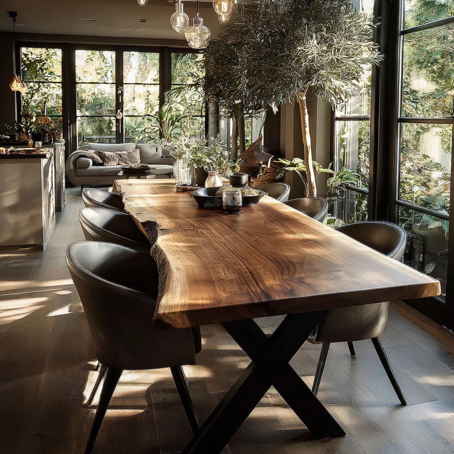 Solid Walnut Live Edge Dining Table – Handmade Modern Rustic Furniture ...