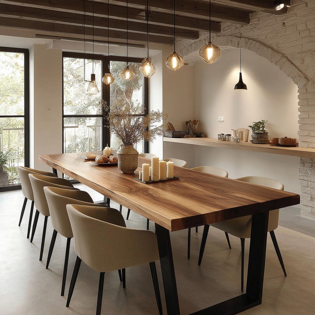 Handmade Solid Walnut Dining Table – Rustic Farmhouse Kitchen Table - Etsy