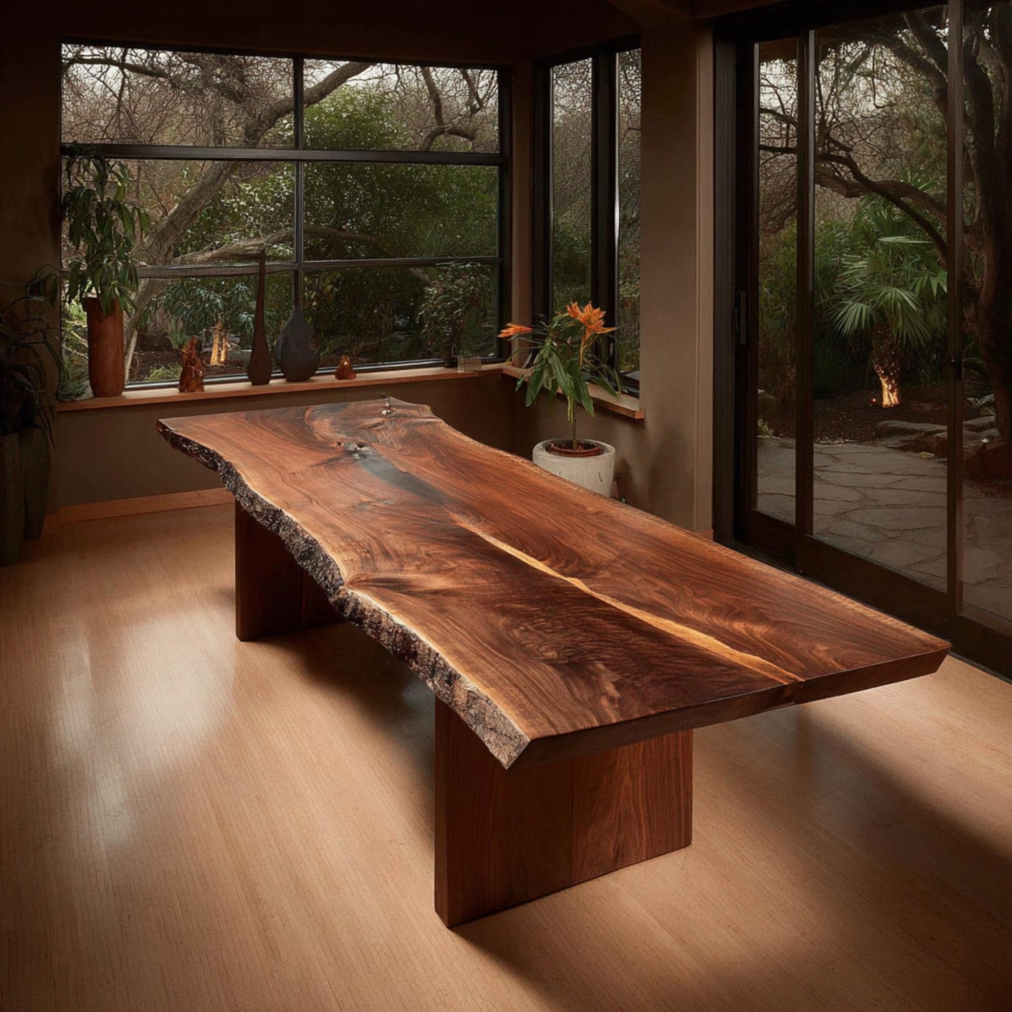 Handmade Solid Walnut Dining Table – Rustic Modern Farmhouse Kitchen ...